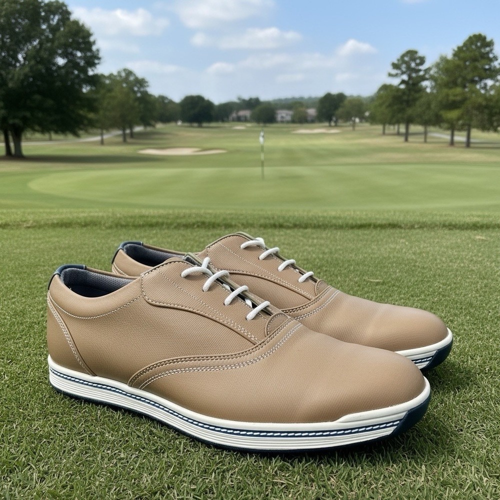 FootJoy Contour Series Golf Shoes Mens Size 10M Beige Spikeless Country Club